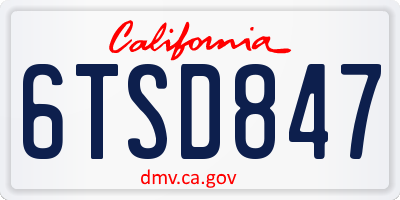 CA license plate 6TSD847