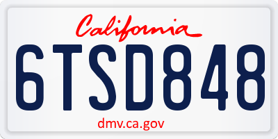 CA license plate 6TSD848