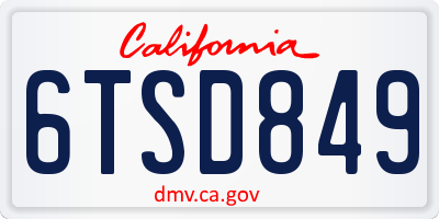 CA license plate 6TSD849