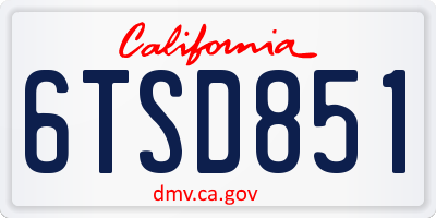 CA license plate 6TSD851
