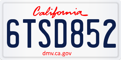 CA license plate 6TSD852