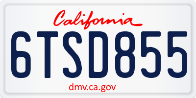 CA license plate 6TSD855