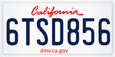 CA license plate 6TSD856