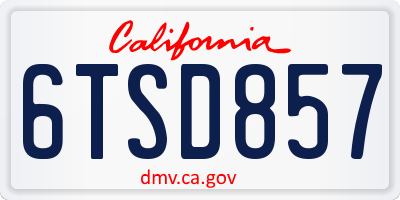 CA license plate 6TSD857
