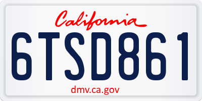 CA license plate 6TSD861