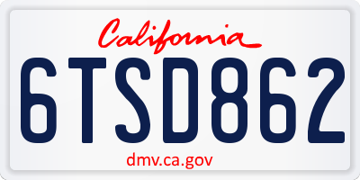 CA license plate 6TSD862