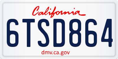 CA license plate 6TSD864