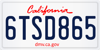CA license plate 6TSD865