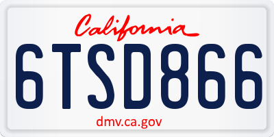 CA license plate 6TSD866
