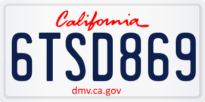 CA license plate 6TSD869