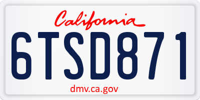 CA license plate 6TSD871