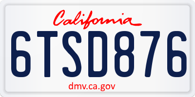CA license plate 6TSD876