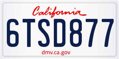 CA license plate 6TSD877