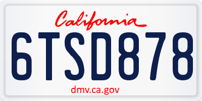 CA license plate 6TSD878