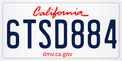 CA license plate 6TSD884