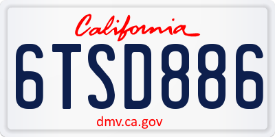 CA license plate 6TSD886