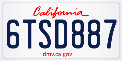 CA license plate 6TSD887
