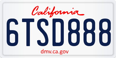 CA license plate 6TSD888