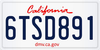 CA license plate 6TSD891