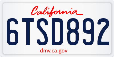 CA license plate 6TSD892