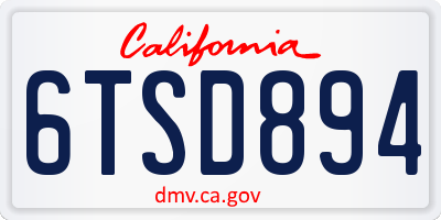 CA license plate 6TSD894