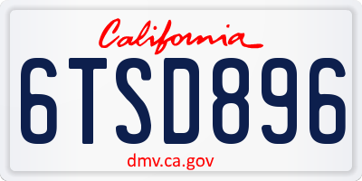 CA license plate 6TSD896