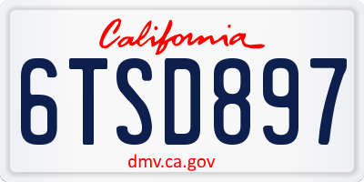 CA license plate 6TSD897