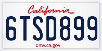 CA license plate 6TSD899