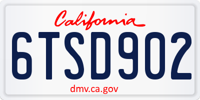 CA license plate 6TSD902