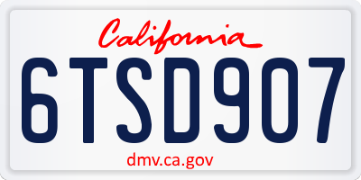 CA license plate 6TSD907