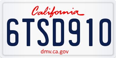 CA license plate 6TSD910