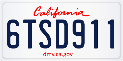 CA license plate 6TSD911