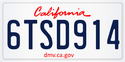 CA license plate 6TSD914
