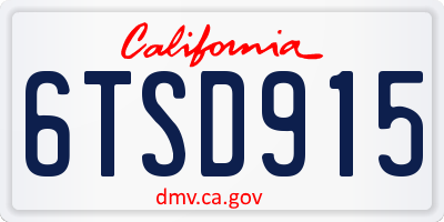 CA license plate 6TSD915