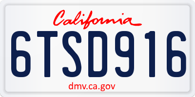 CA license plate 6TSD916