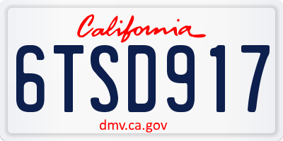 CA license plate 6TSD917