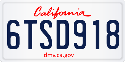 CA license plate 6TSD918