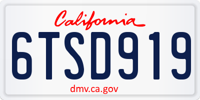 CA license plate 6TSD919
