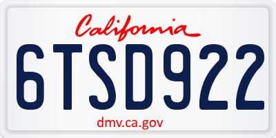 CA license plate 6TSD922