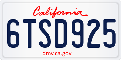 CA license plate 6TSD925