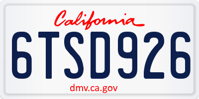 CA license plate 6TSD926