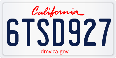 CA license plate 6TSD927