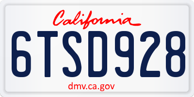 CA license plate 6TSD928