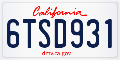 CA license plate 6TSD931