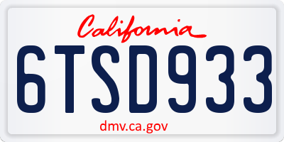 CA license plate 6TSD933
