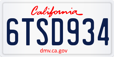 CA license plate 6TSD934