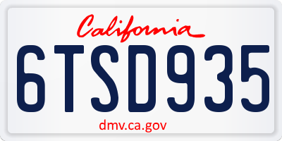 CA license plate 6TSD935