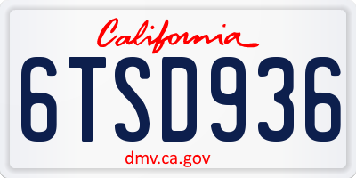 CA license plate 6TSD936