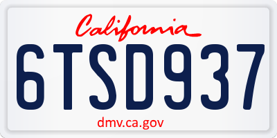 CA license plate 6TSD937