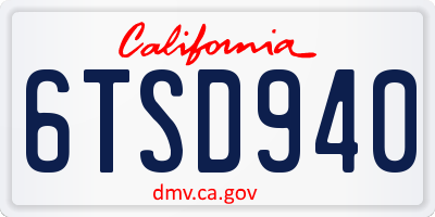 CA license plate 6TSD940